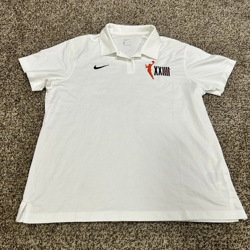 Nike WNBA 25 Year Anniversary Dri-Fit Polo Shirt White Women's Large Embroidered